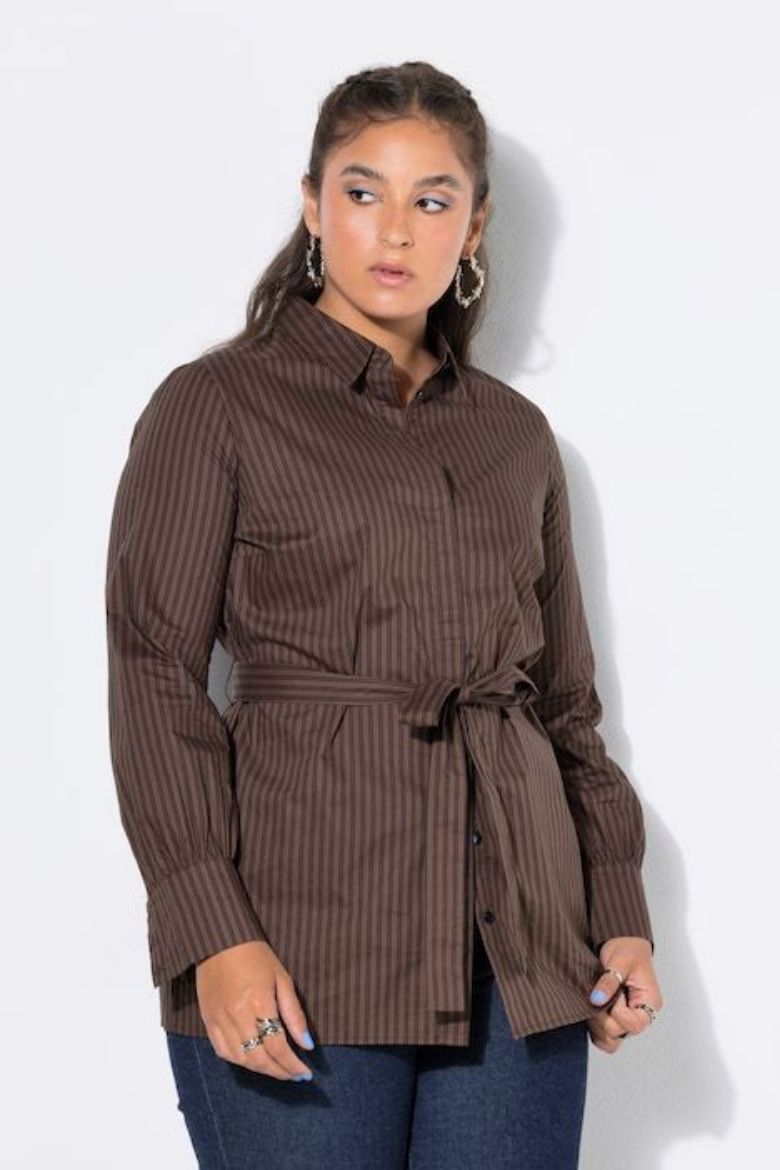 Moda za polnejše Bluza dugih rukava s pojasom na vezanje plus velikost, xxl, Ulla Popken in Johann Popken (JP1880)