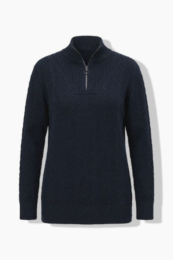 Moda za polnejše Pulover s polu patentnim zatvaračem plus velikost, xxl, Ulla Popken in Johann Popken (JP1880)