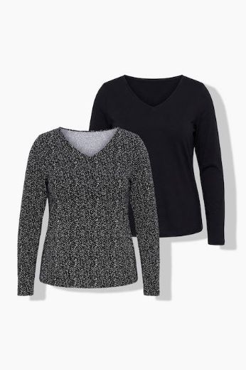 Moda za polnejše Majica dugih rukava 2 komada plus velikost, xxl, Ulla Popken in Johann Popken (JP1880)