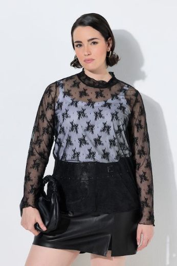 Moda za polnejše Majica dugih rukava od prozirne čipke plus velikost, xxl, Ulla Popken in Johann Popken (JP1880)