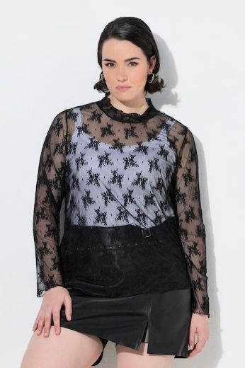 Moda za polnejše Majica dugih rukava od prozirne čipke plus velikost, xxl, Ulla Popken in Johann Popken (JP1880)