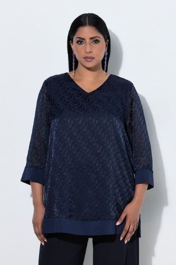 Moda za polnejše Bluza 3/4 rukava V ovratnika plus velikost, xxl, Ulla Popken in Johann Popken (JP1880)