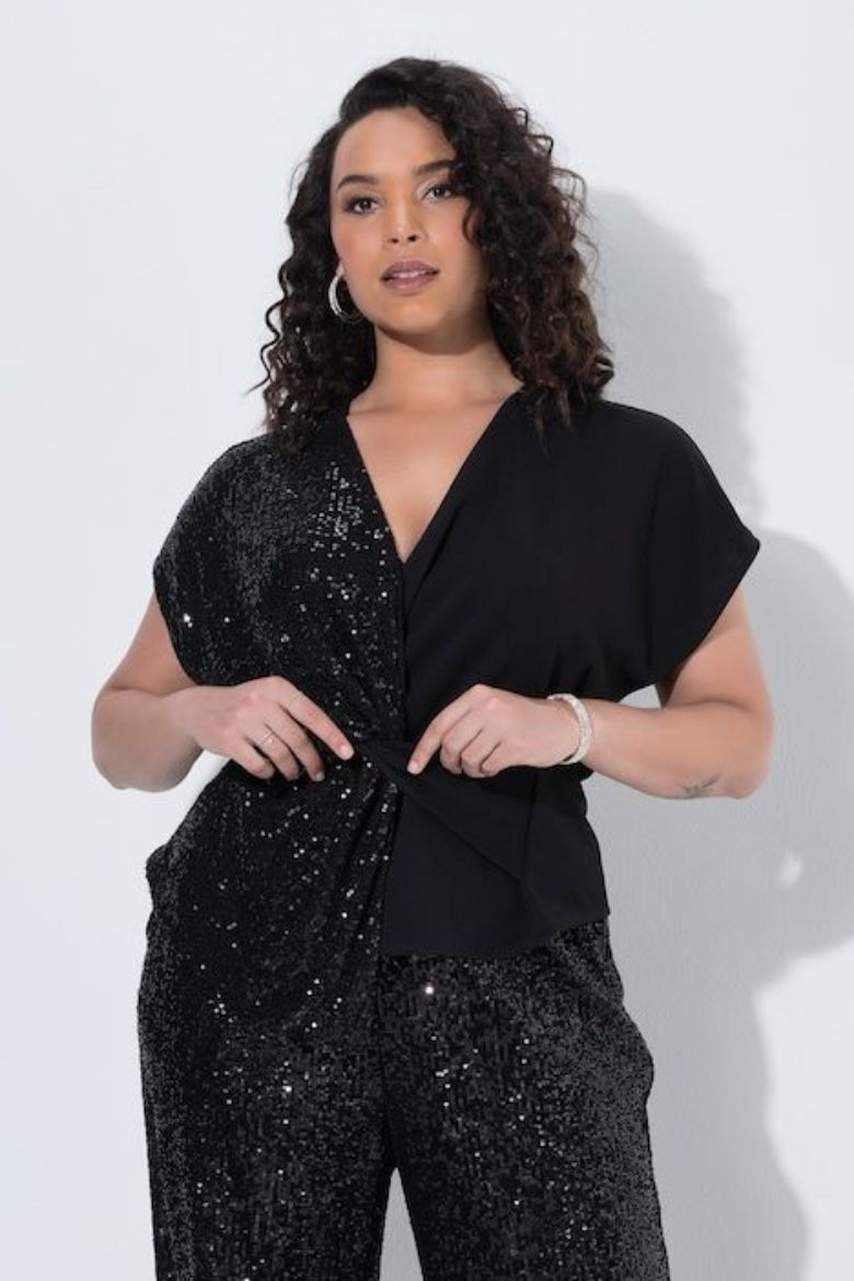 Moda za polnejše Bluza svečana kratkih rukava plus velikost, xxl, Ulla Popken in Johann Popken (JP1880)