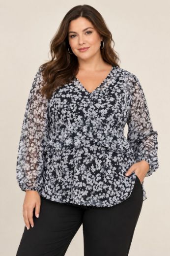 Moda za polnejše Bluza dugih rukava plus velikost, xxl, Ulla Popken in Johann Popken (JP1880)