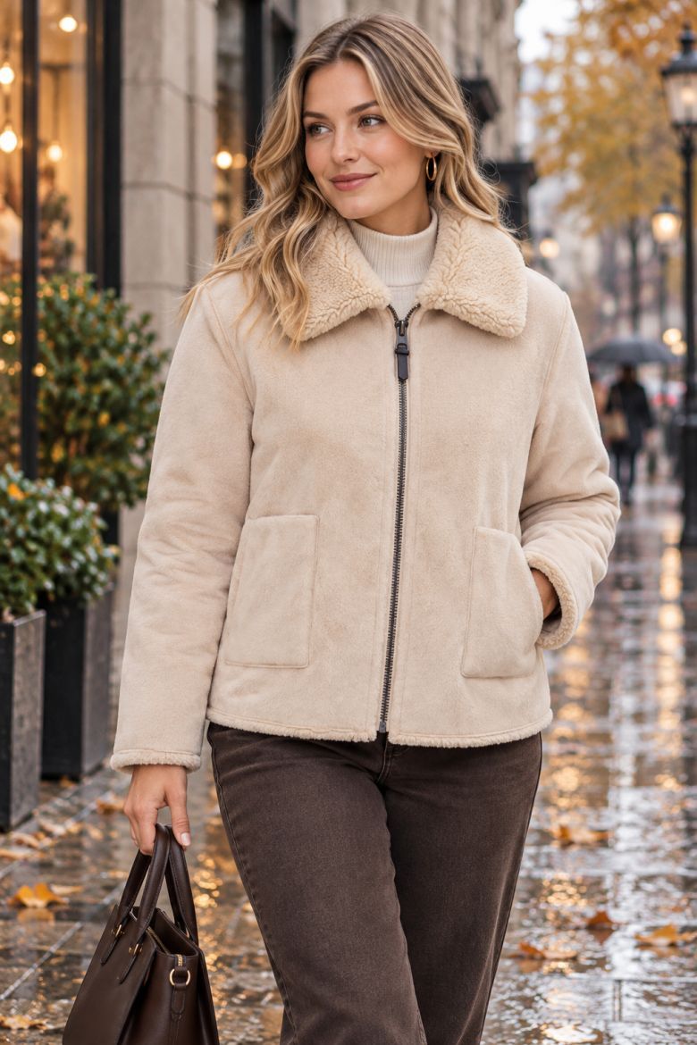 Moda za polnejše Jakna dvostrana od teddy flisa plus velikost, xxl, Ulla Popken in Johann Popken (JP1880)