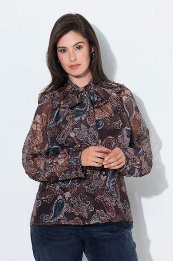 Moda za polnejše Bluza dugih rukava od šifona s mašnom plus velikost, xxl, Ulla Popken in Johann Popken (JP1880)