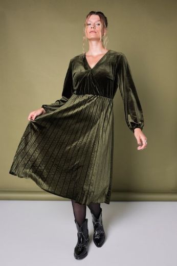 Moda za polnejše Haljina midi dugih rukava baršunasta s plisiranom suknjom plus velikost, xxl, Ulla Popken in Johann Popken (JP1880)
